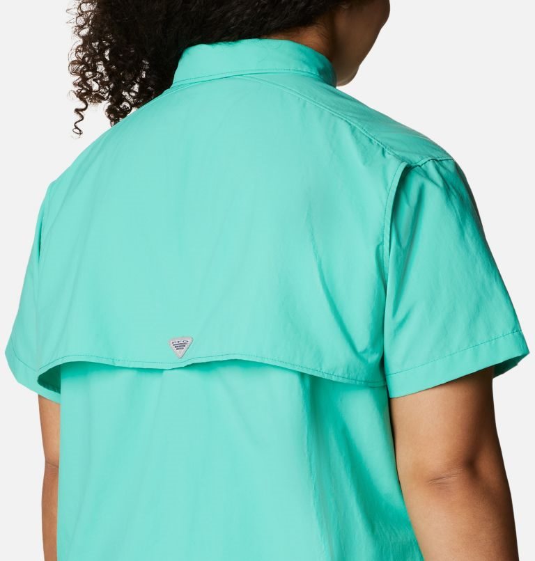 Women's Columbia PFG Bahama Short Sleeve Shirts Turquoise | Plus Size CA-G5086